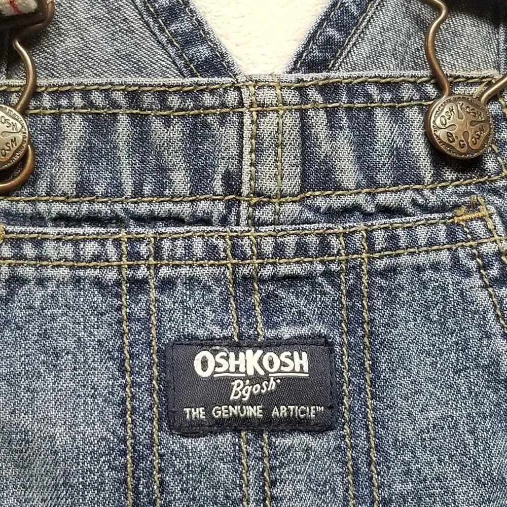 Oshkosh B’gosh 12-18 mo Bib Overalls Classic Snap Legs Adjustable Straps